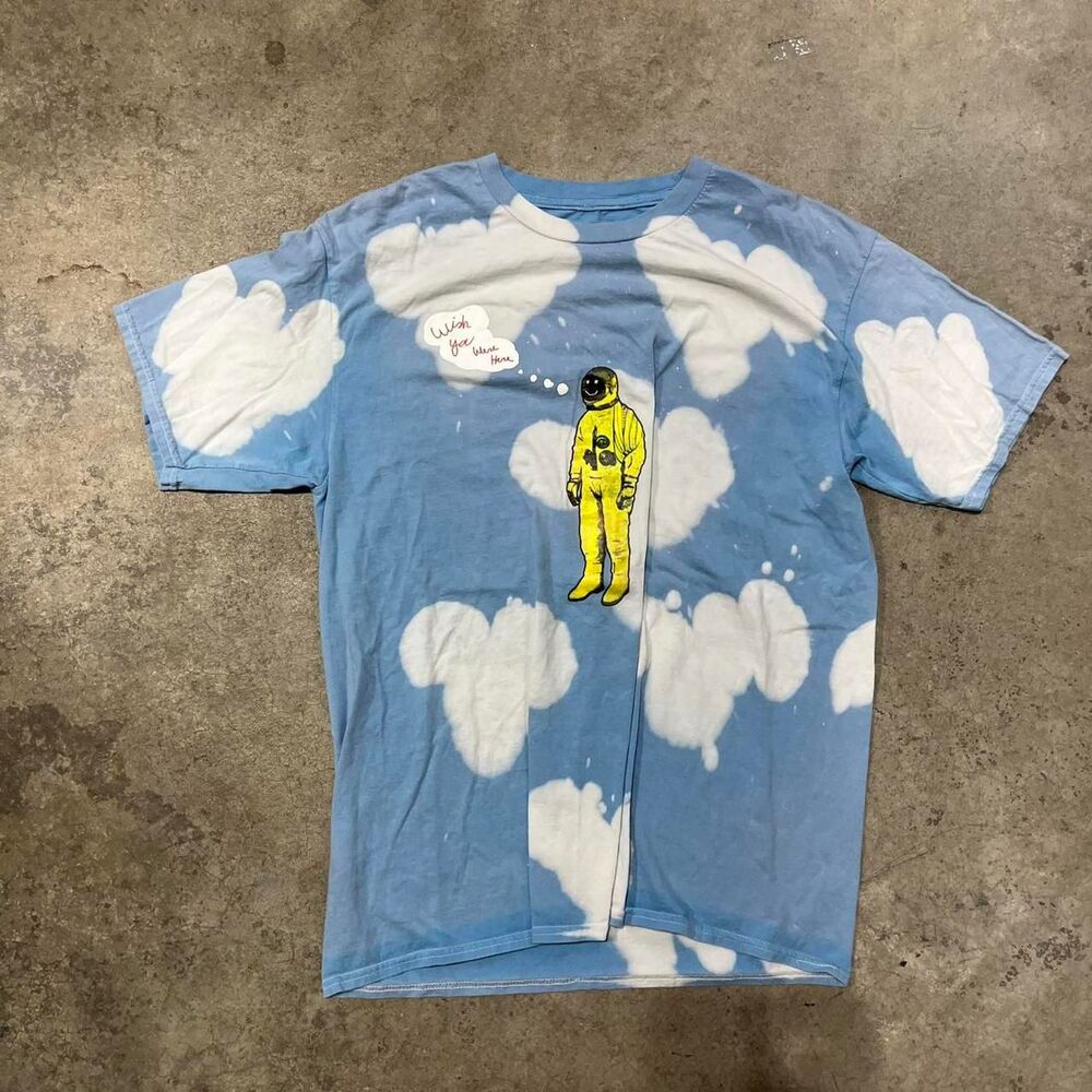 Travis-scott Men's Blue and White T-shirt
